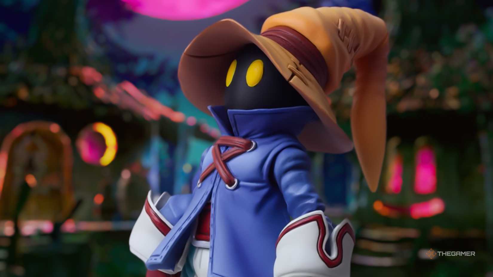 Final Fantasy 9 Vivi figure standing inside the Black Maze Village.