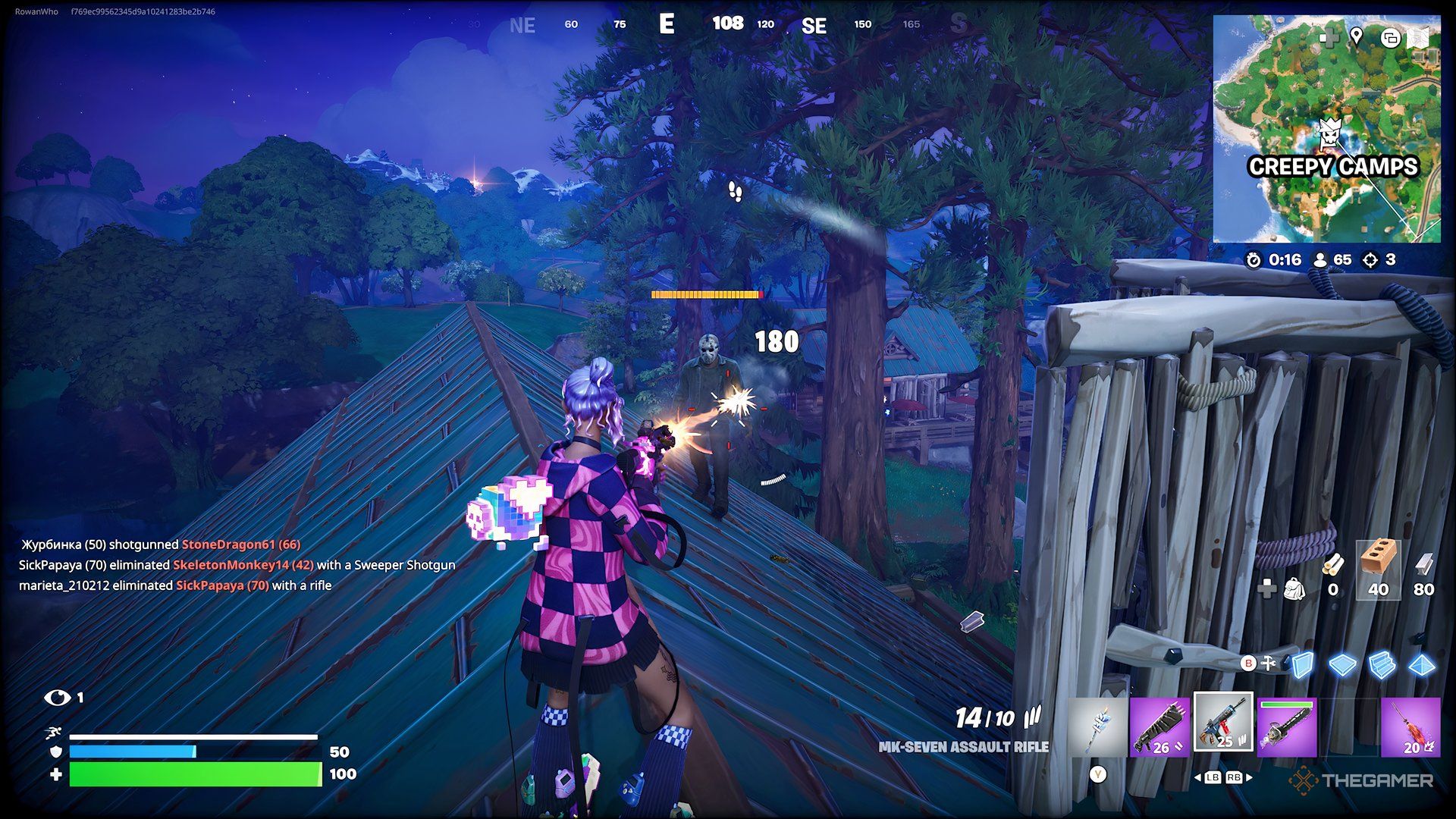 Fortnite - shooting the Jason Voorhees Fortnitemares NPC.