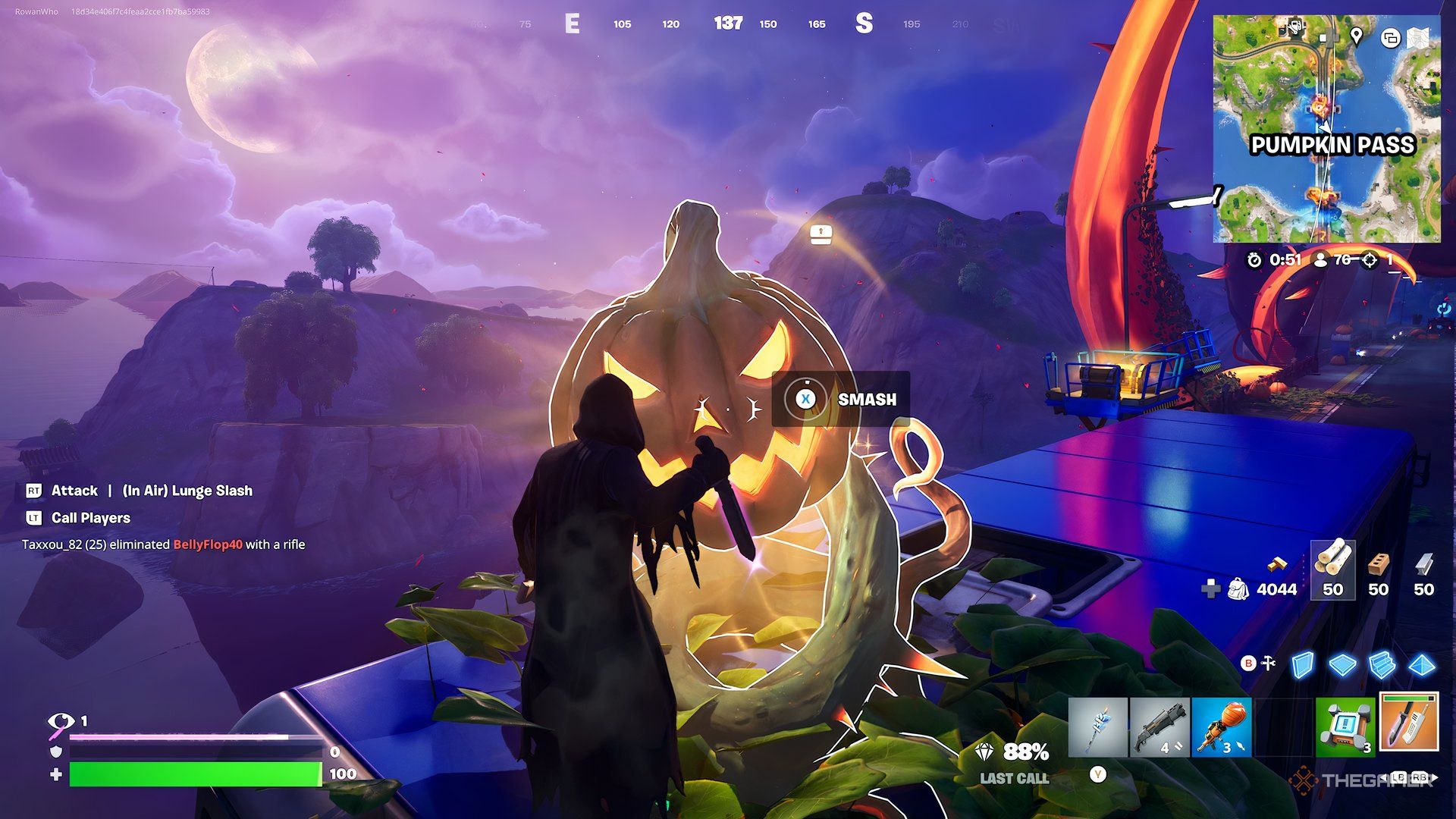 Fortnite Ghostface smashing Reward Pumpkin.