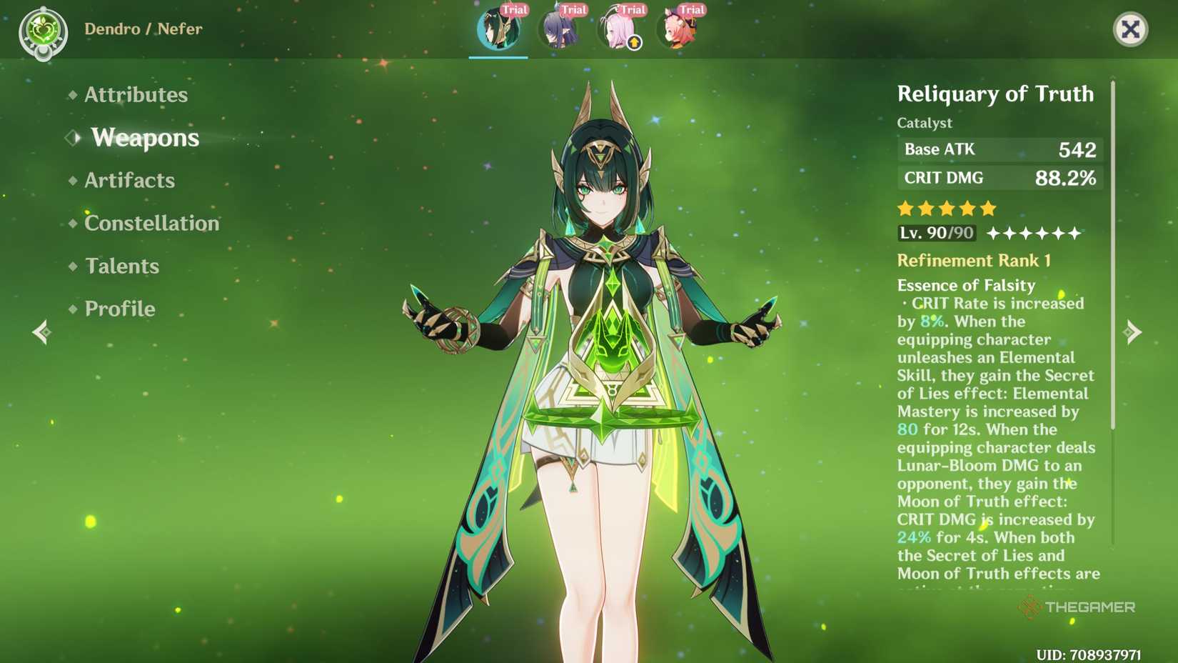 The Best Build, Weapons, Artifacts, And Teams For Nefer In Genshin Impact