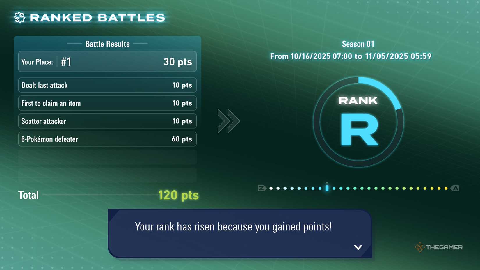 Getting ranked r in Pokemon Legends za text battles.