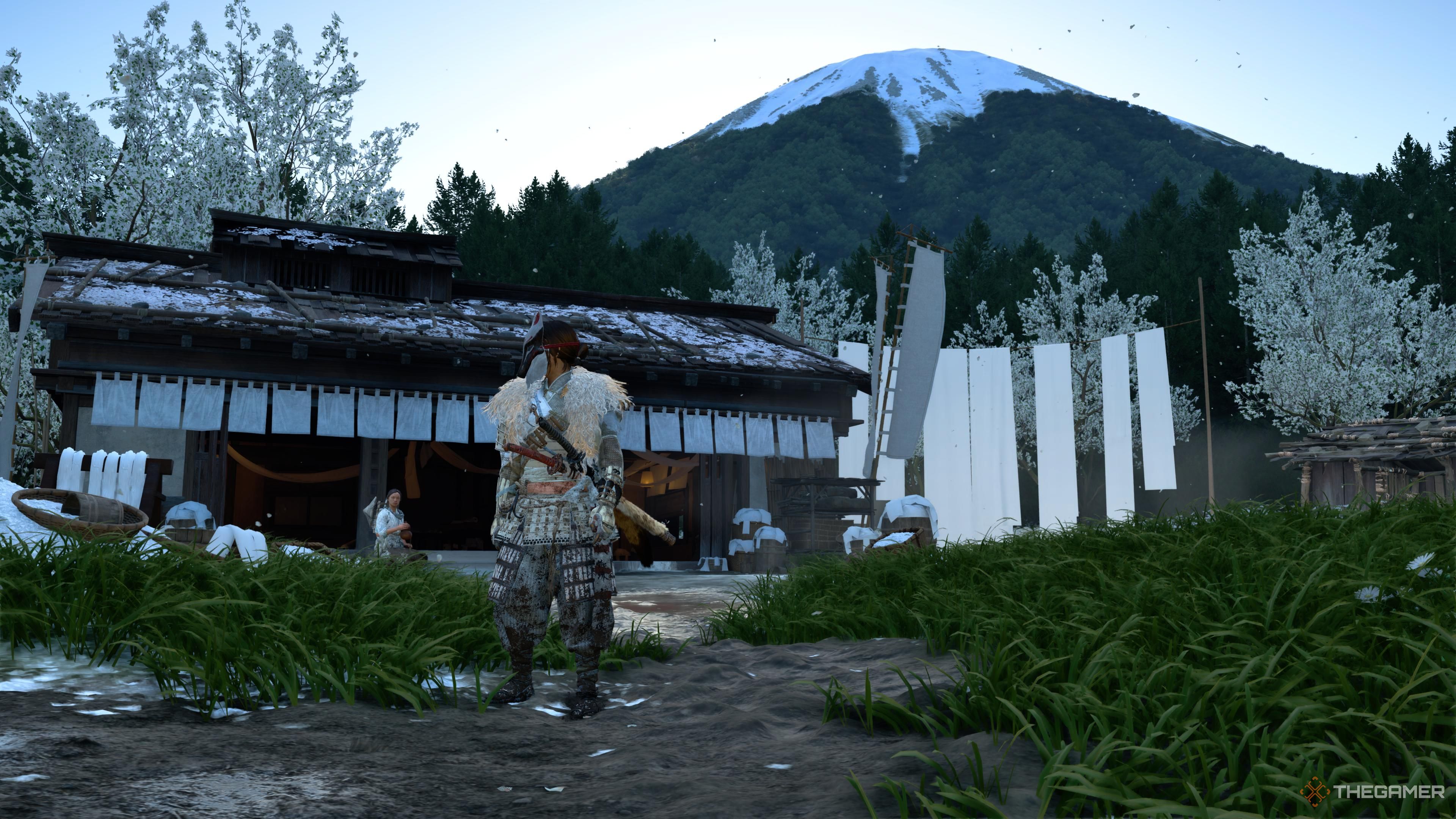 Atsu at the White Dye Merchant in Ghost of Yotei.