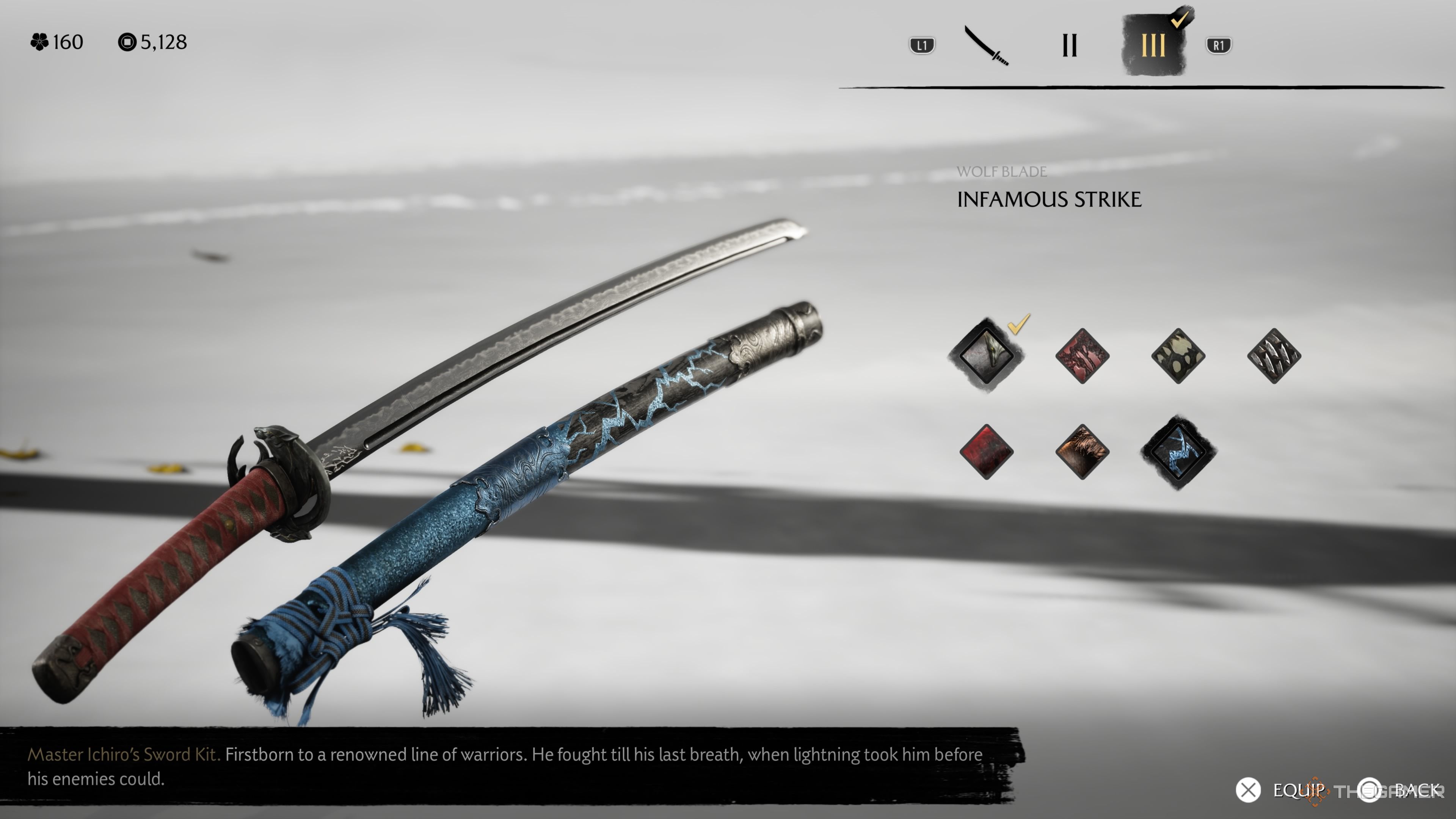 The Infamous Strike weapon kit in Ghost of Yotei.