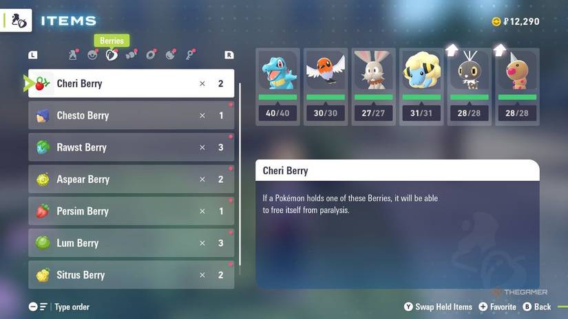 List of Berries with Pokemon in Pokemon Legends ZA.