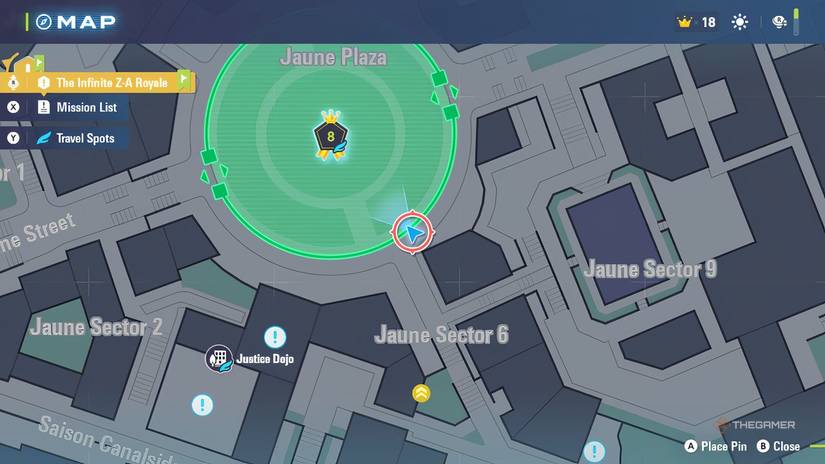 View map of Jaune Plaza in Pokemon Legends: ZA.