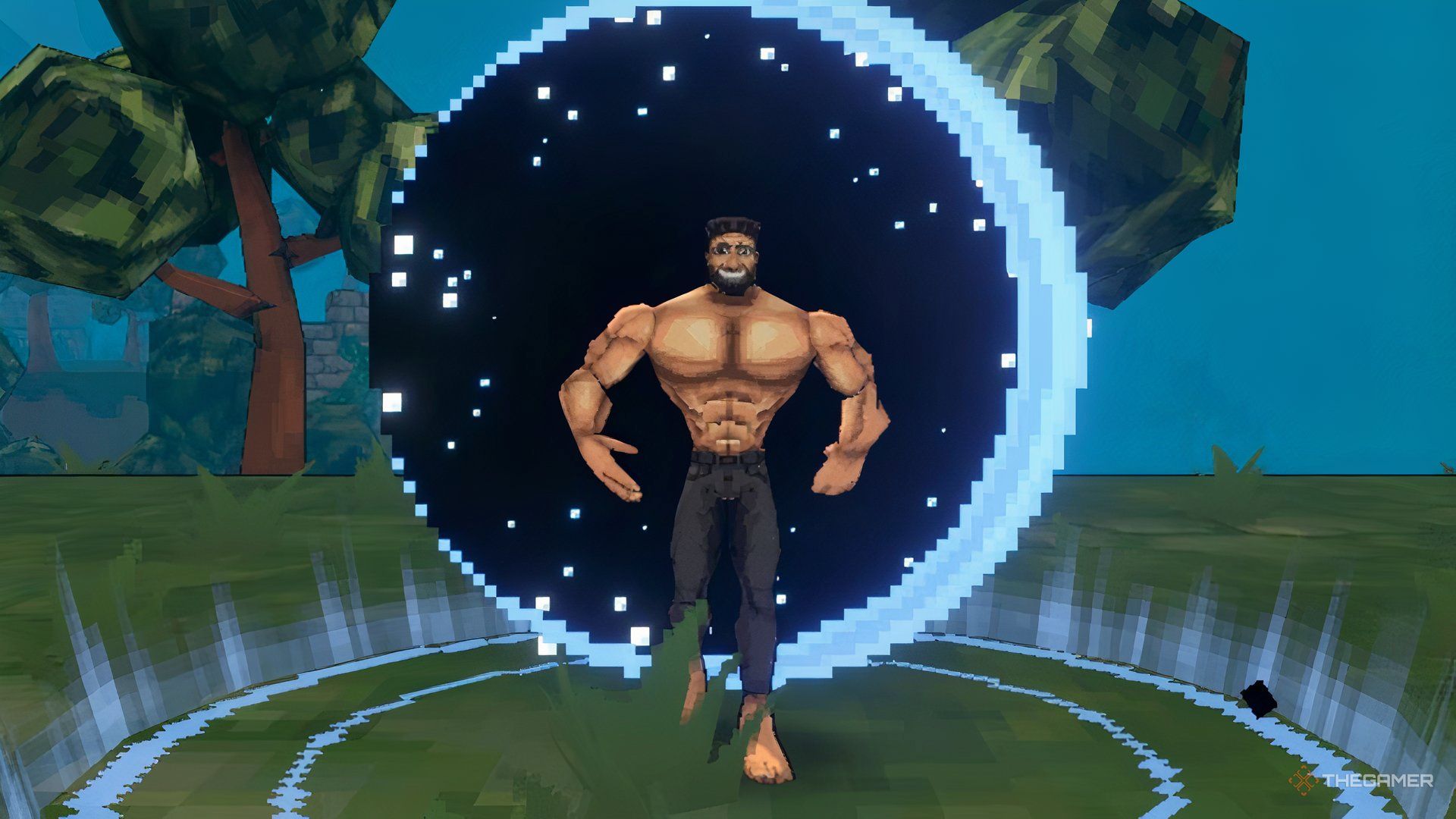 Megabonk MegaChad looking at the screen.