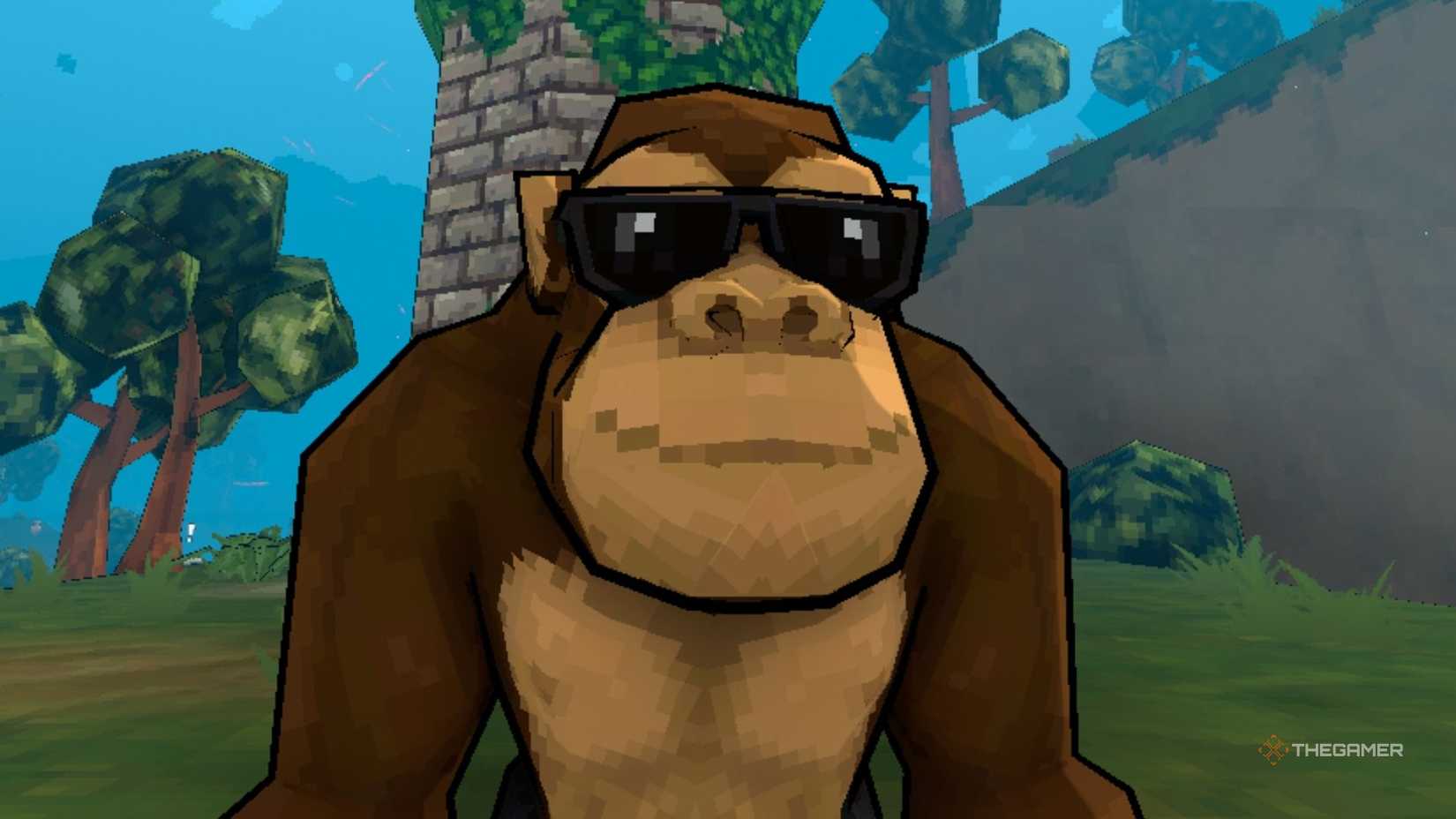 Megabonk Monke looks at the screen.