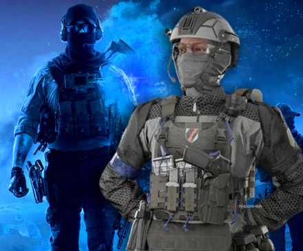 battlefield rogue ops skin on a blue redsec background.