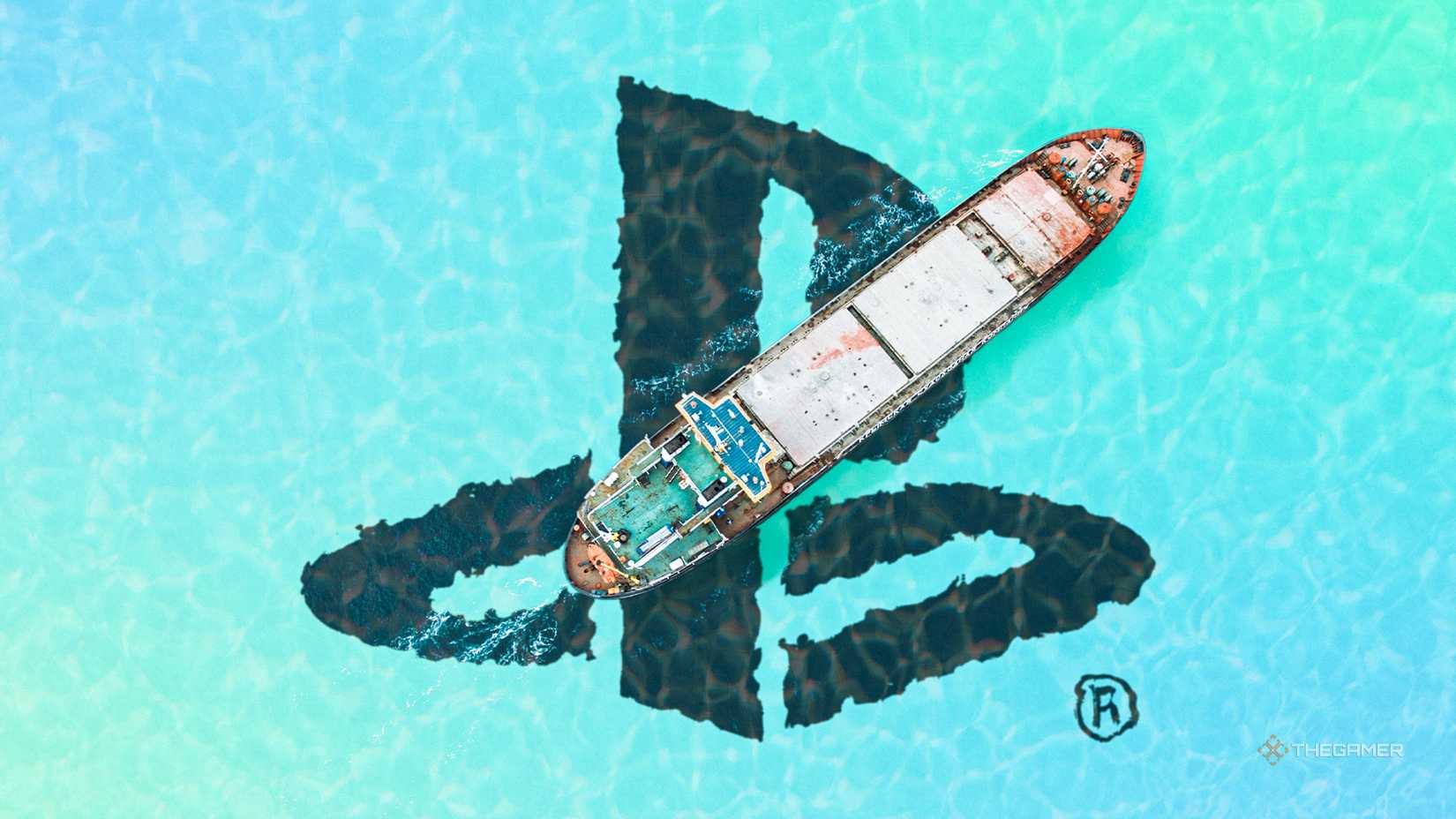 NEWS cargo ship sailing above the PlayStation logo.