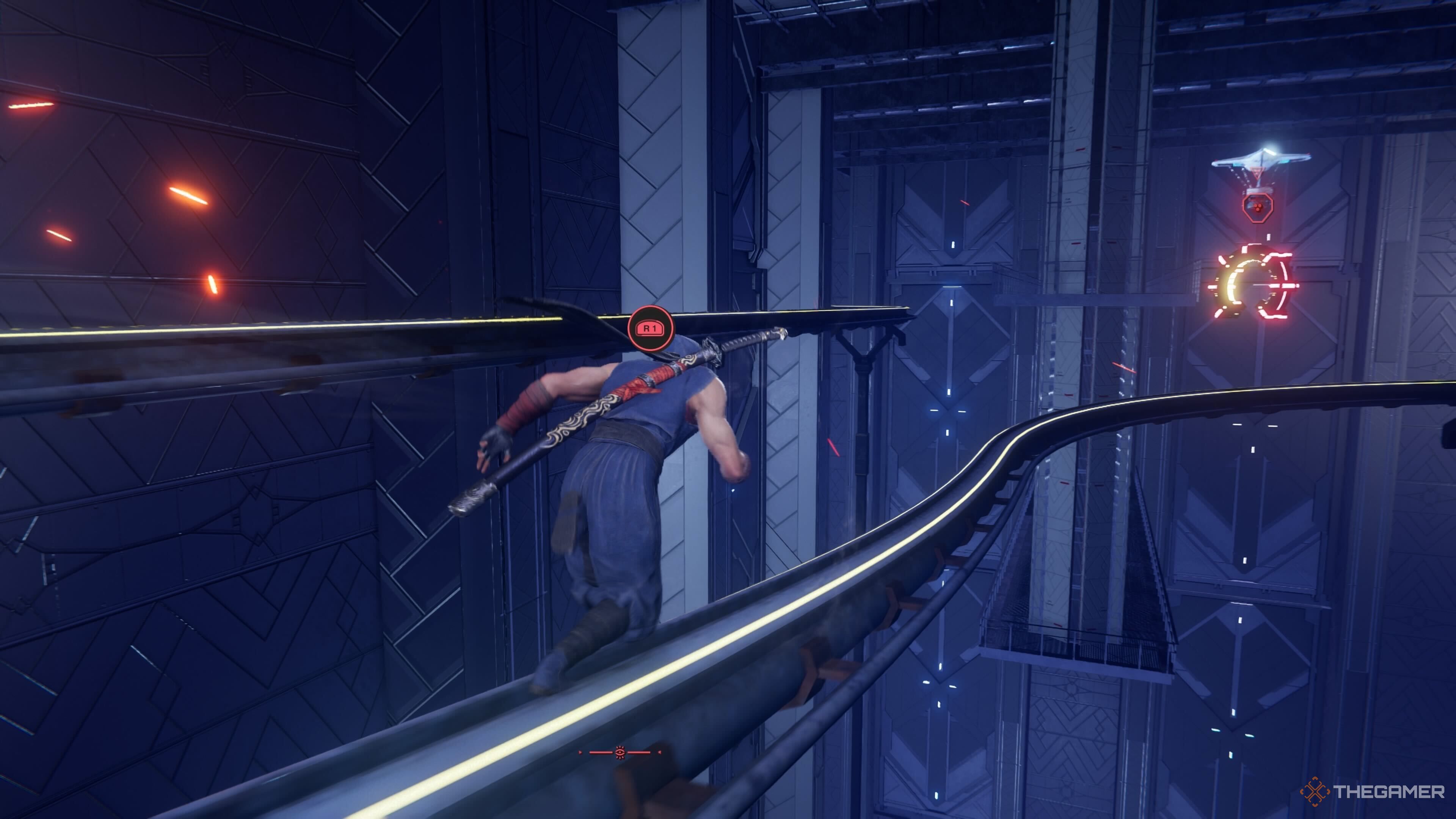 The rail leading to Ninja Gaiden 4's Chapter 11 Purgatory.