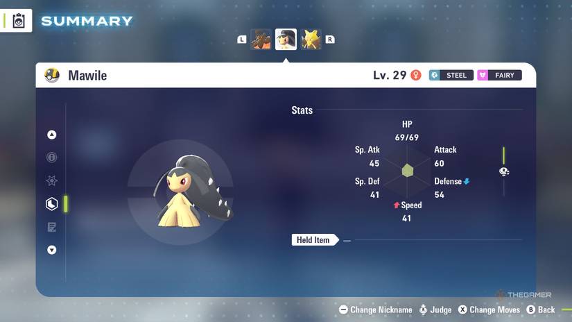 Best Stats of Steel Pokémon Mawile in Pokémon Legends: ZA.