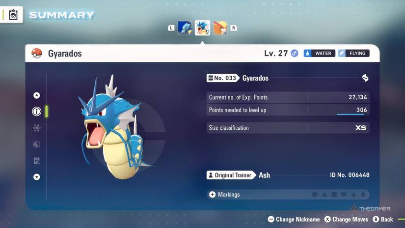 The best water Pokemon Gyarados in Pokemon Legends: ZA.