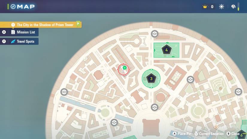 Pokemon Legends: Hawlucha on the map of ZA.