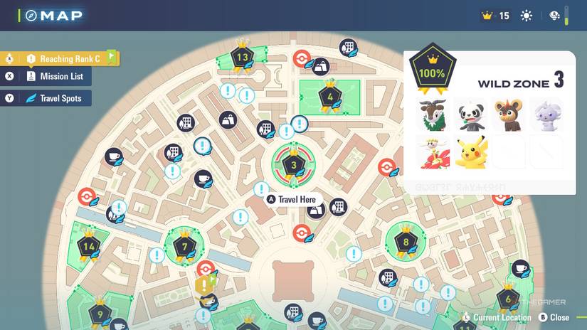 Wild Zone 3 روی نقشه در Pokemon Legends: ZA.