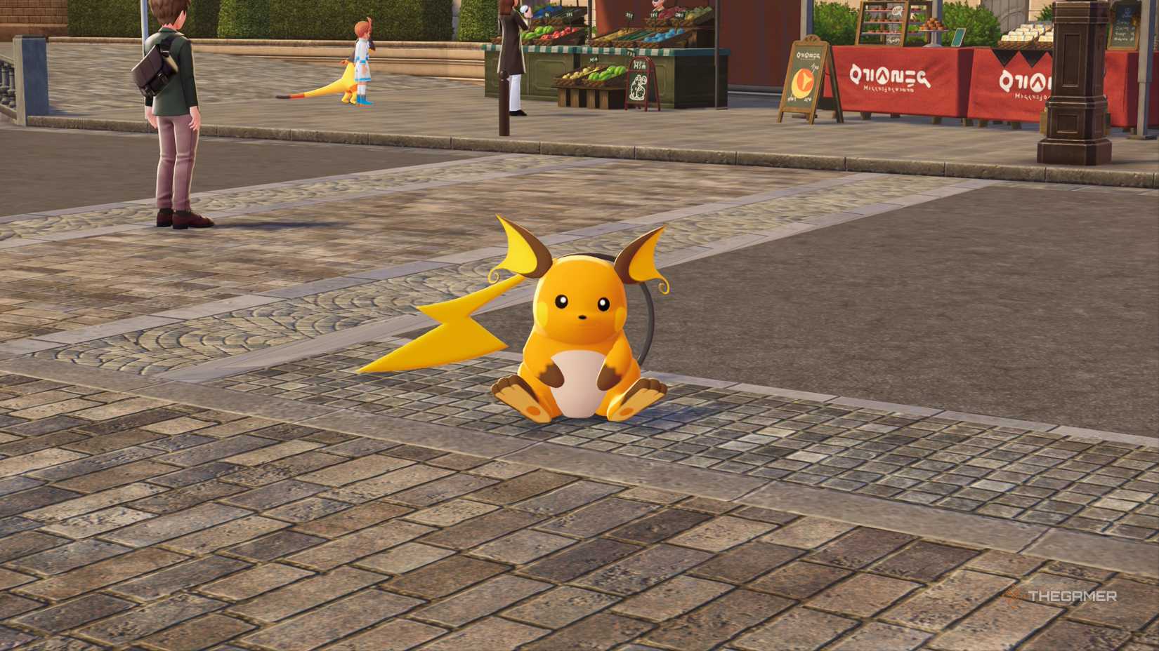 Raichu sitting on the floor in Pokemon Legends ZA.