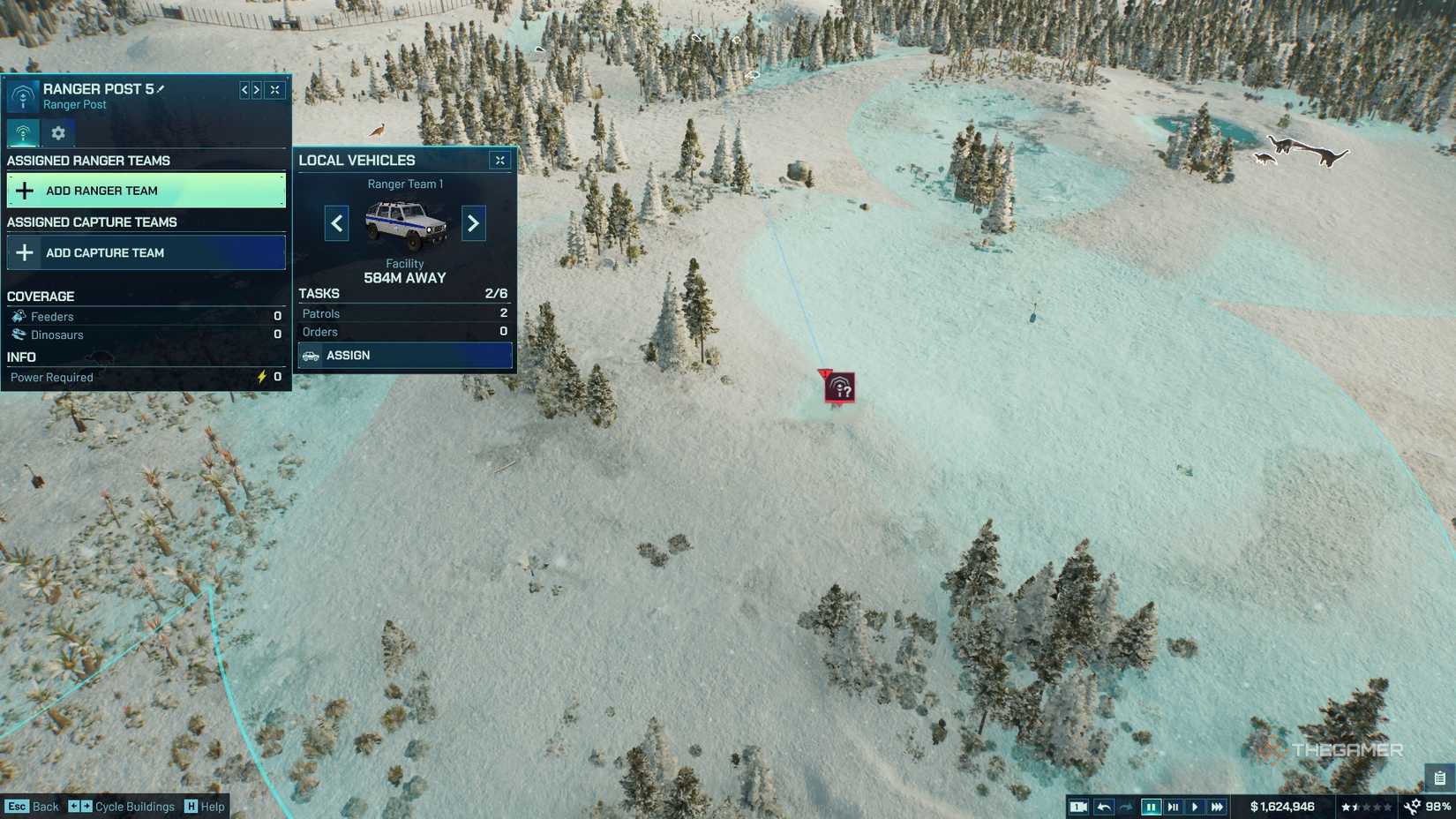 Ranger Post in the Snow in Jurassic World Evolution 3.