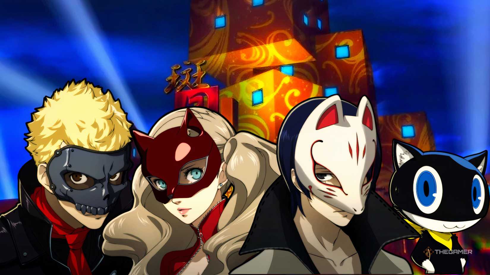 Ryuji, Ann, Yusuke, and Morgana in front of Madarame's Museum Palace for the Persona 5 Royal Best Team for Each Palace guide.