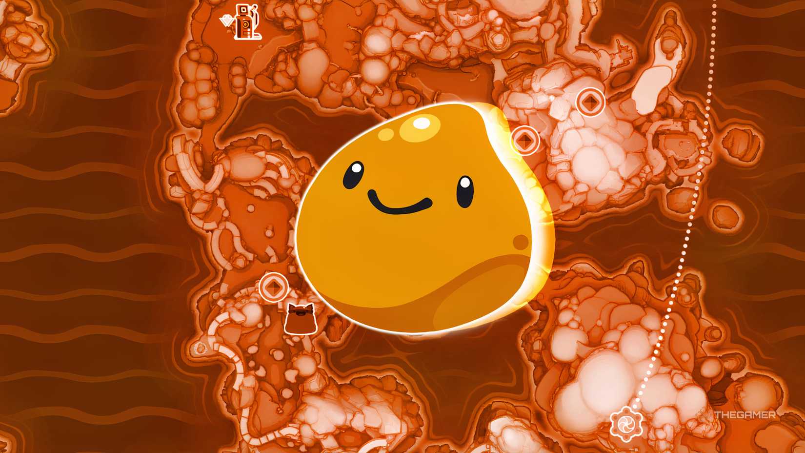 Slime Rancher 2 Gold slime collage on a map.