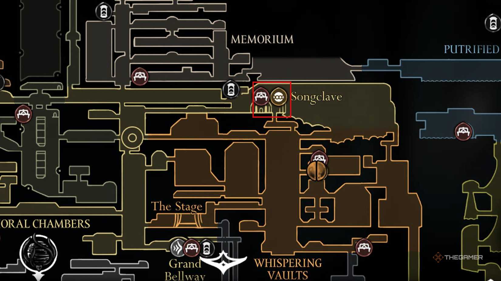 Location of the choir room spool piece from Hollow Knight Silksong.