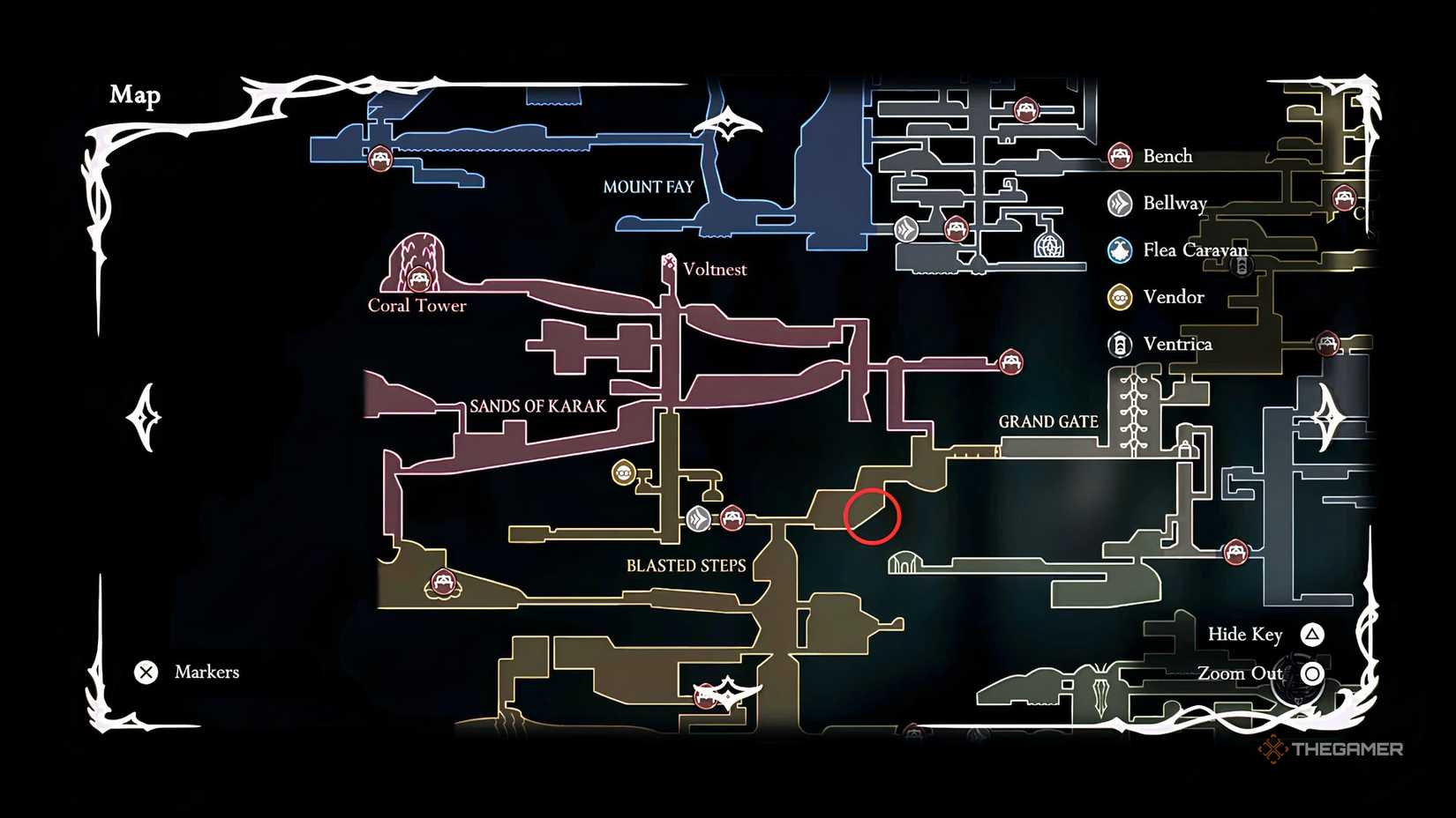 Hollow Knight: Craftmetal location in Blasted Steps in Silksong.