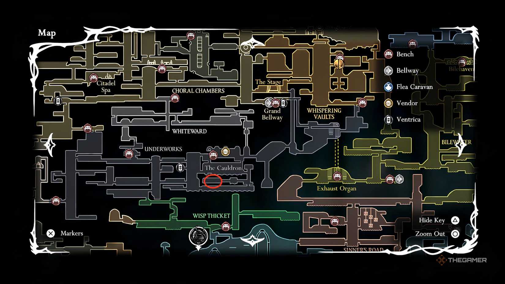 Hollow Knight: Craftmetal location in The Cauldron in Silksong.