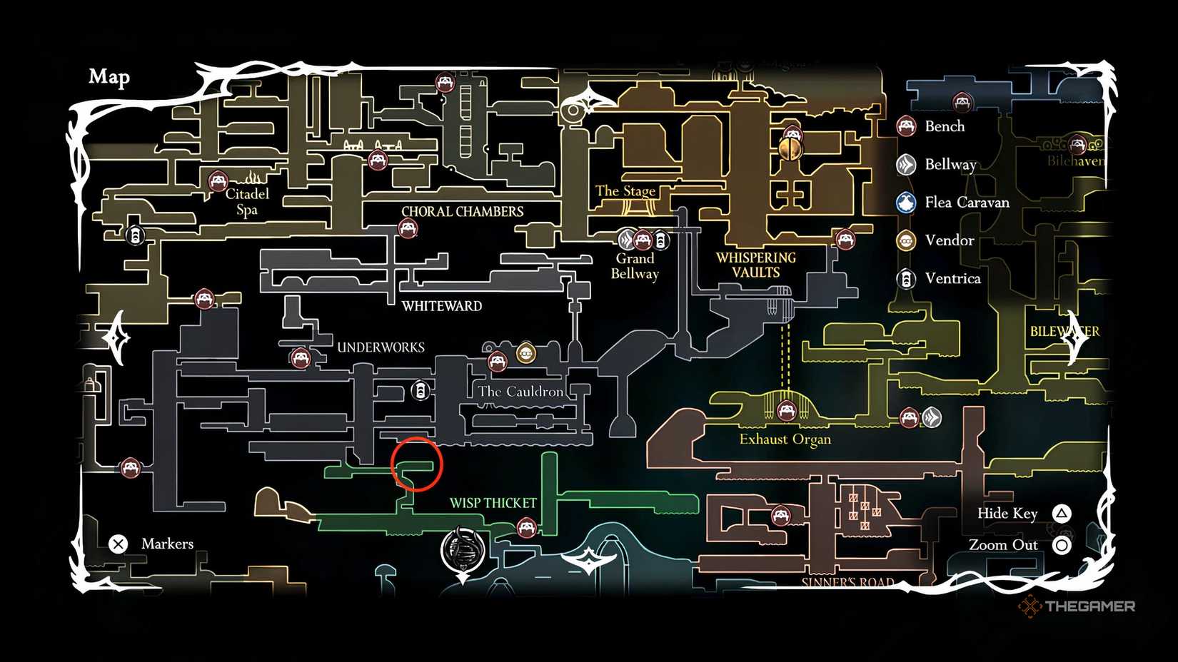 Hollow Knight: Craftmetal location in Silksong's Wisp bush.