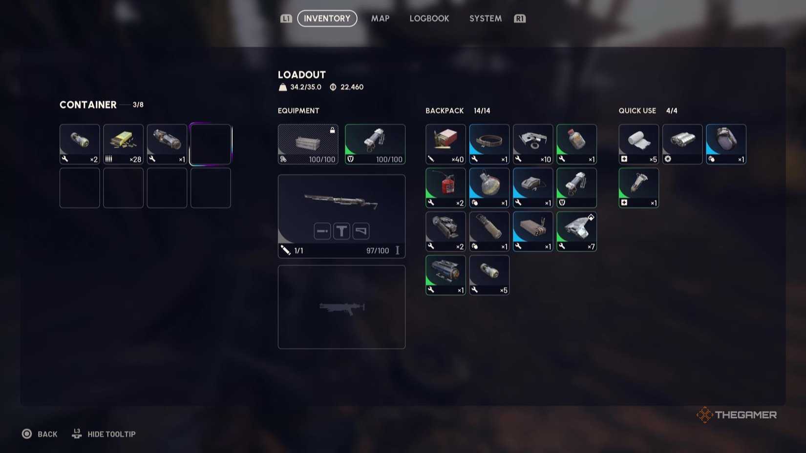 The inventory in Arc Raiders.