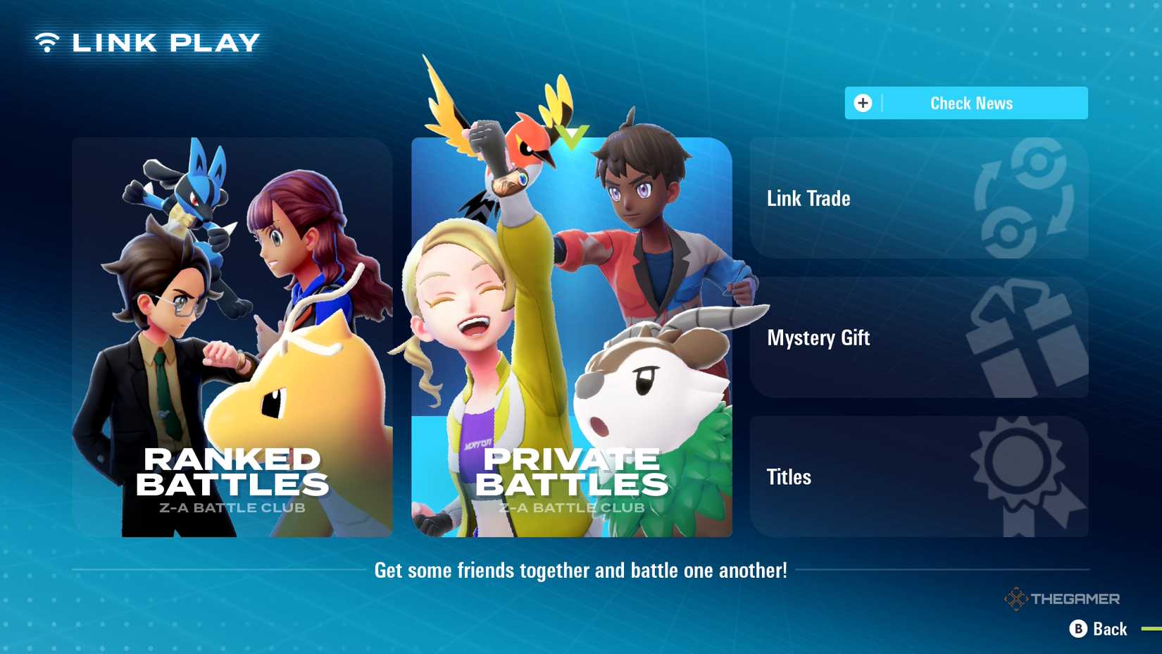 Link Play menu in Pokemon Legends ZA.