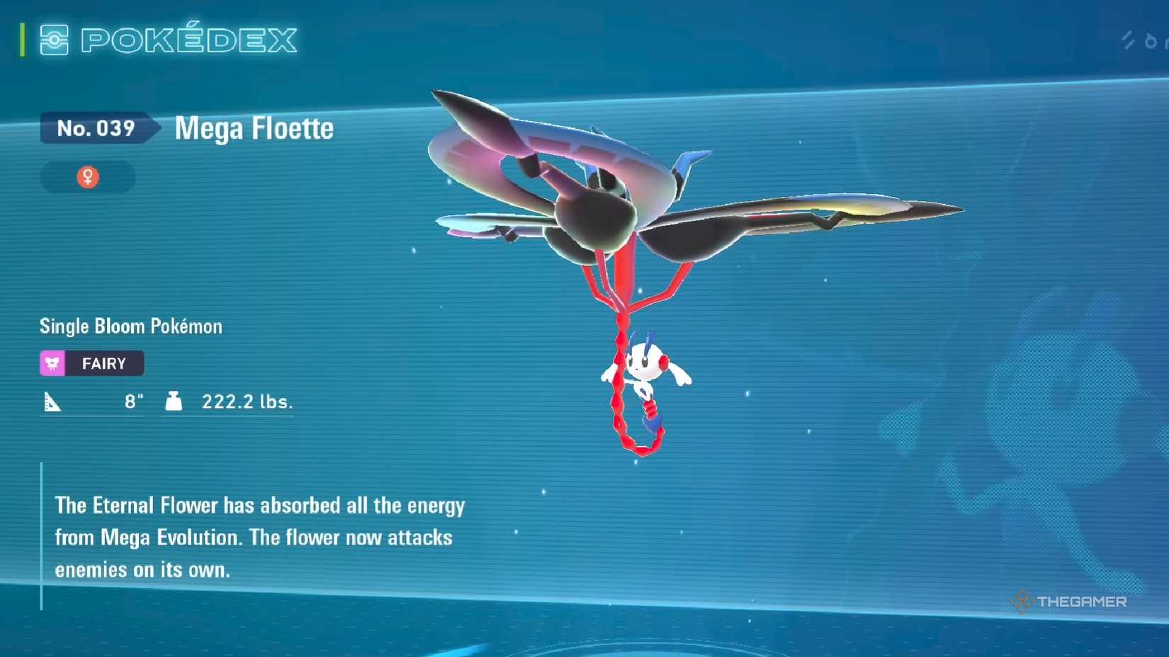 Pokedex entry for Mega Floette in Pokemon Legends: ZA.