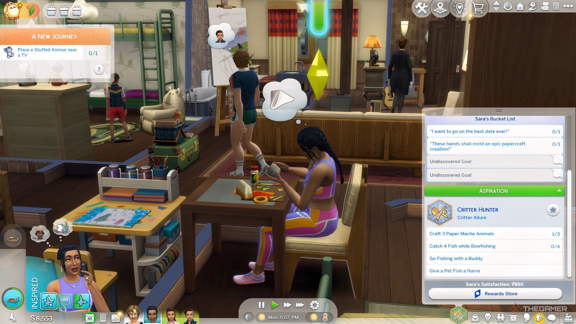 The Sims 4 Critter Hunter - Sim doing Papercraft.