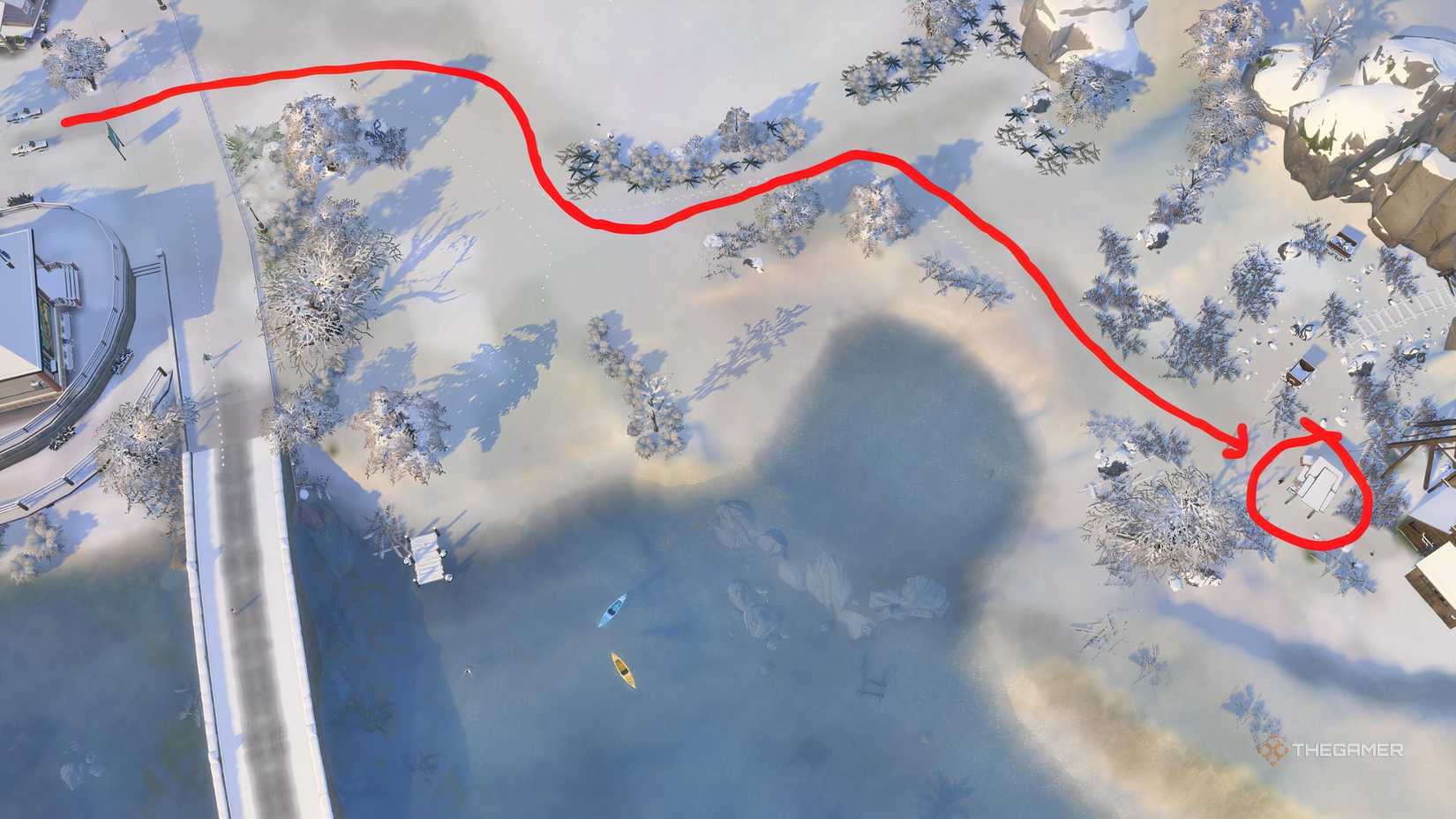 TS4 Adventure väntar på Buddy -platsen markerad på en karta.