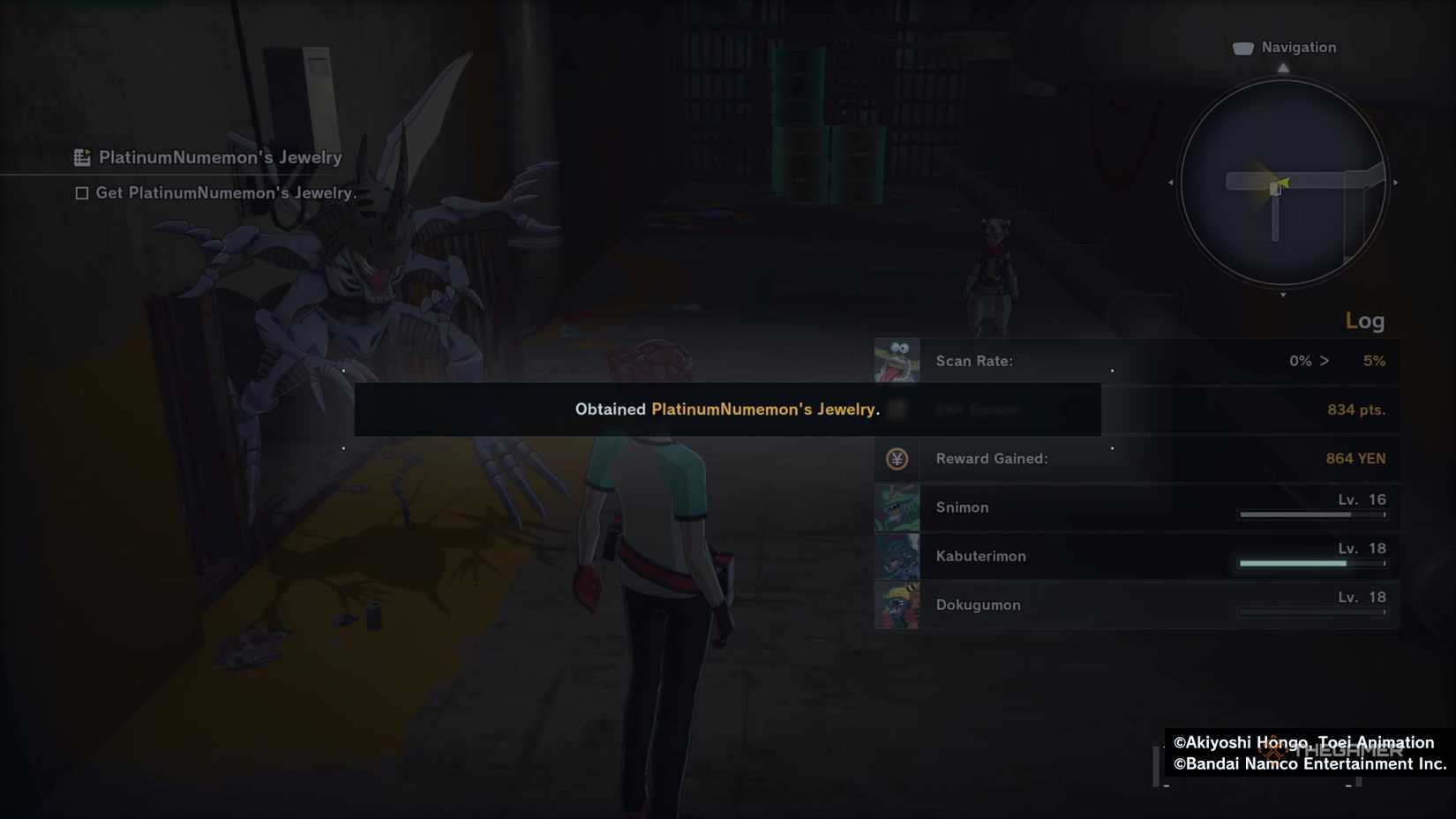 Digimon Story: A agent who acquired Platinum Nunon's jewelry items in the spiral waterway of the time strainer.