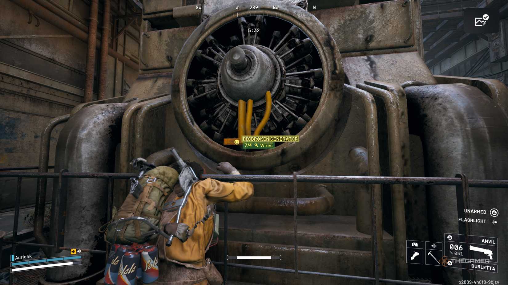 玩家在《机甲力量》中使用四根电线修复发电厂的损坏发电机。