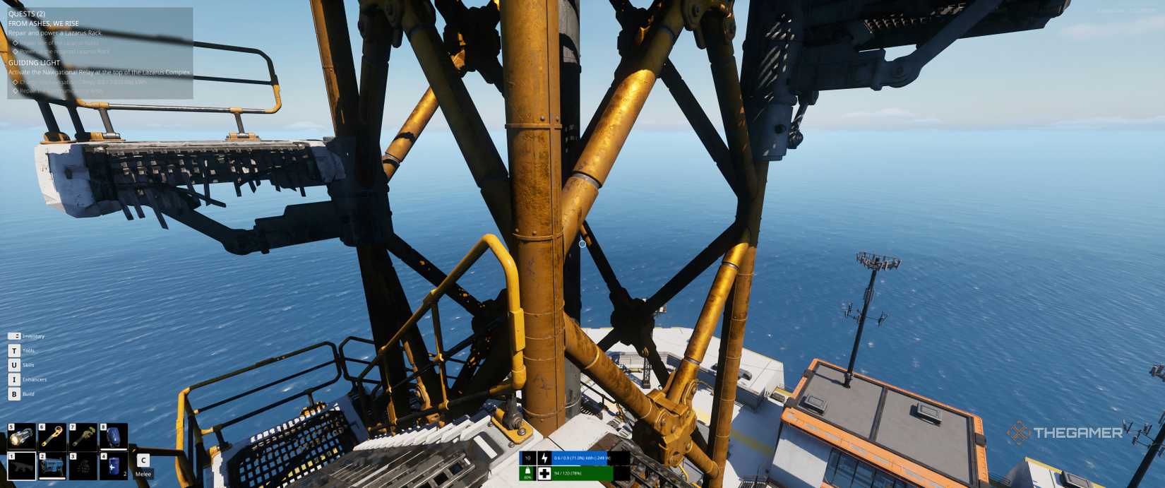 Double back jump half way up the relay tower in The Last Caretaker.