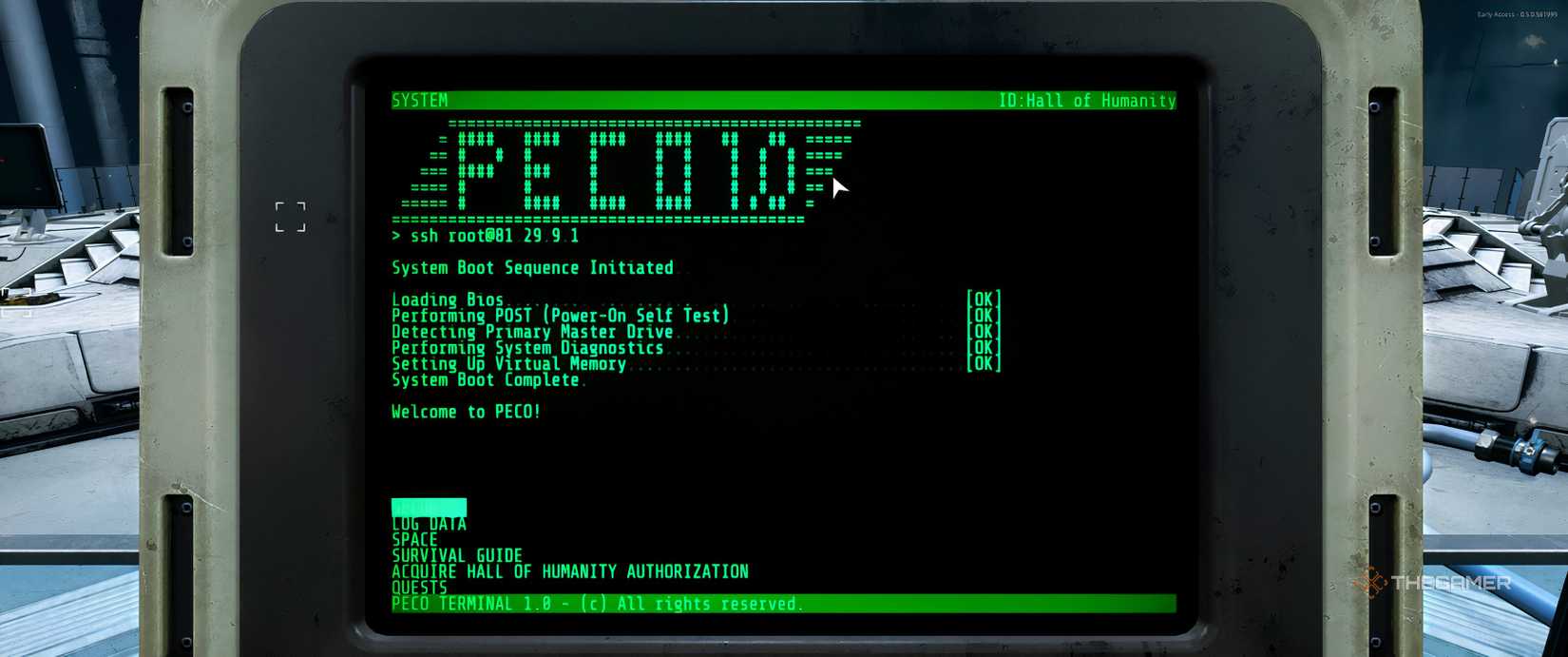 Hall of Humanity computer for security access in The Last Caretaker.