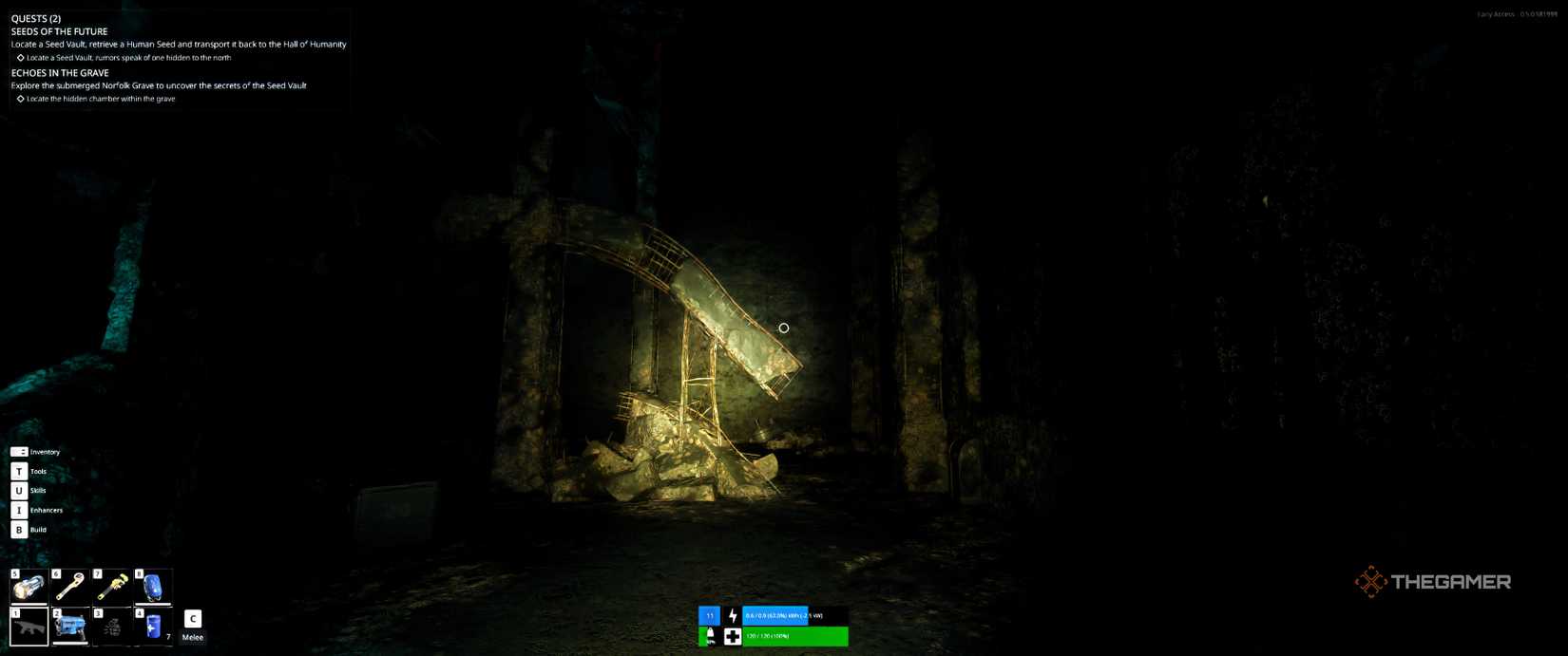 First parkour beam up ahead in Norfolk Grave in The Last Caretaker.