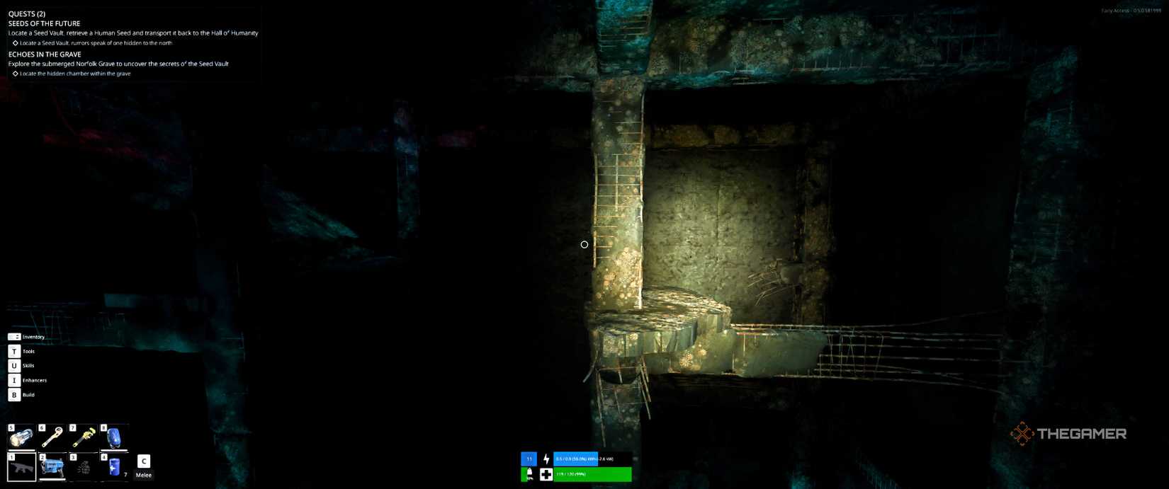 Central platform in Norfolk Grave room in The Last Caretaker.