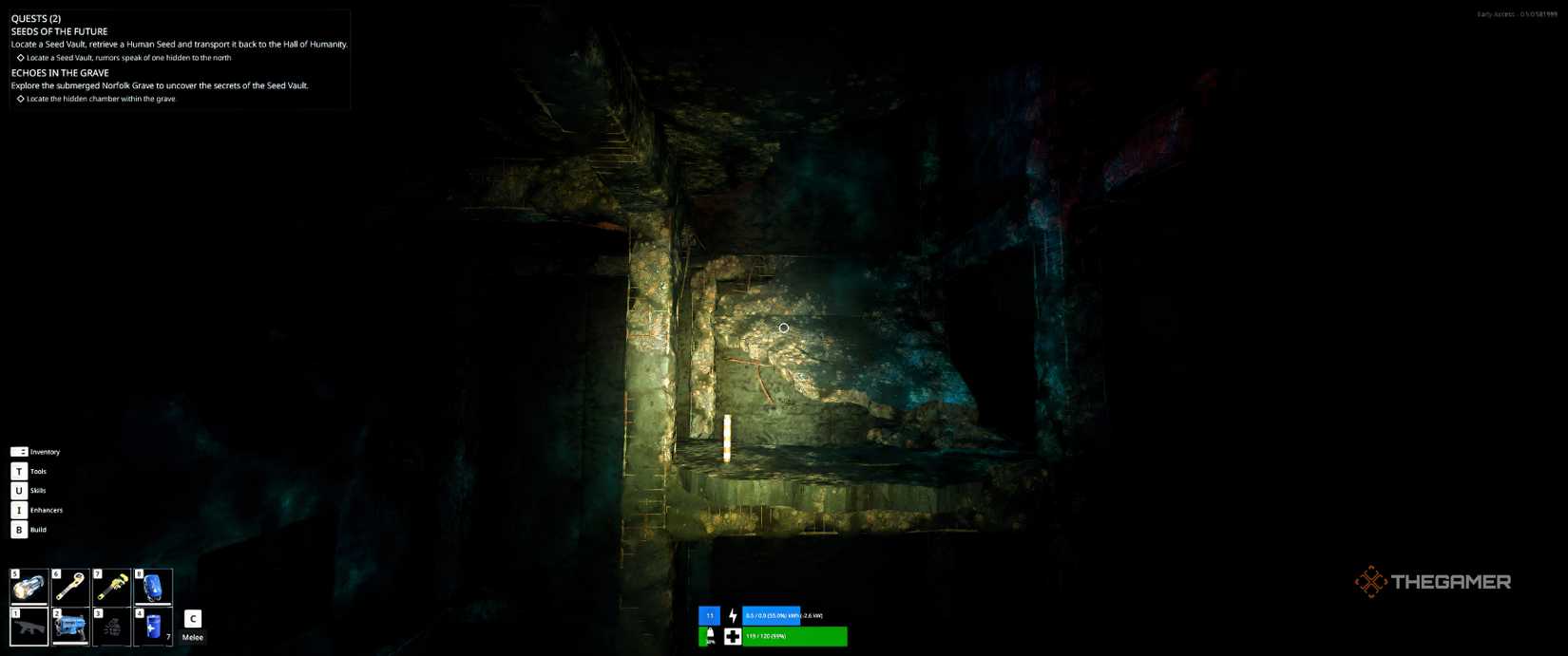 Upwards ramp against a wall in Norfolk Graves in The Last Caretaker.