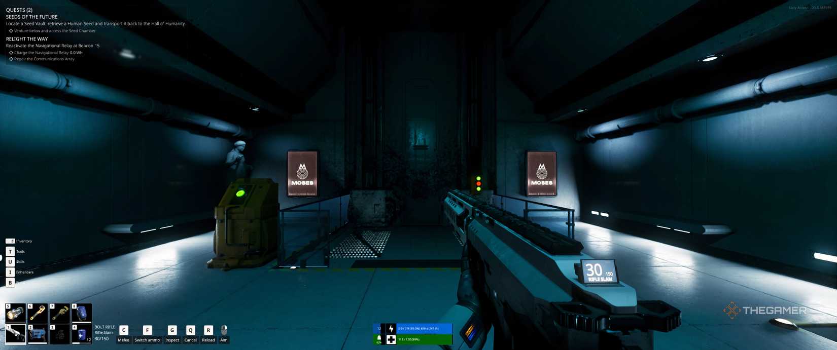 First room in the seed vault with an elevator in The Last Caretaker.