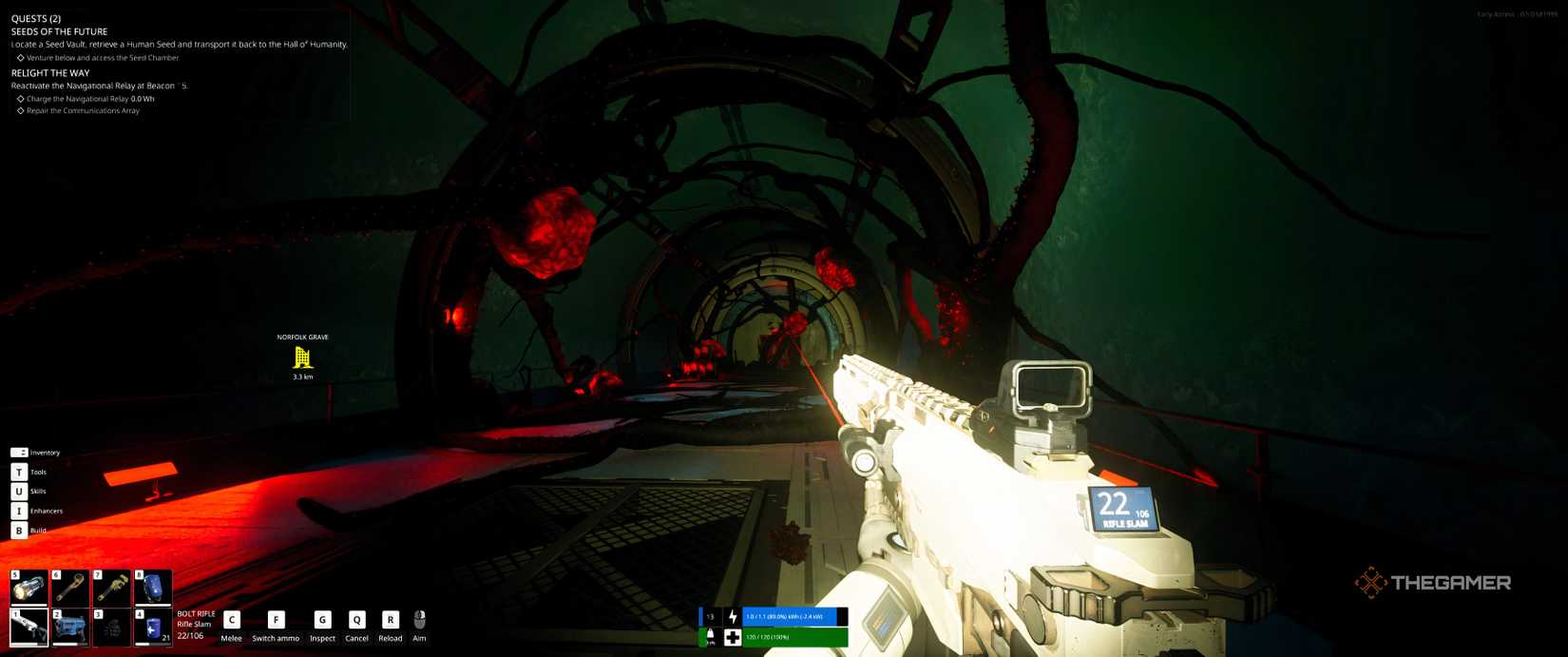 The long corridor of cocoons in The seed vault of The Last Caretaker.