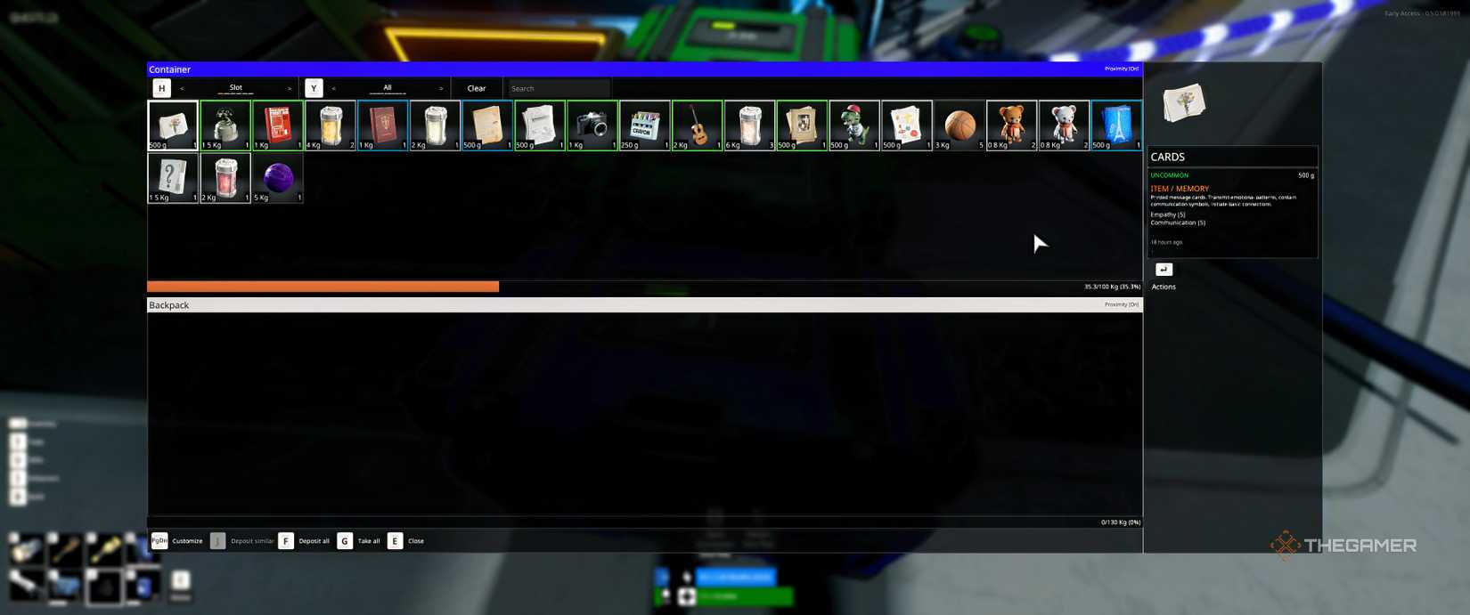 A container containing memorabilia items from The Last Caretaker.