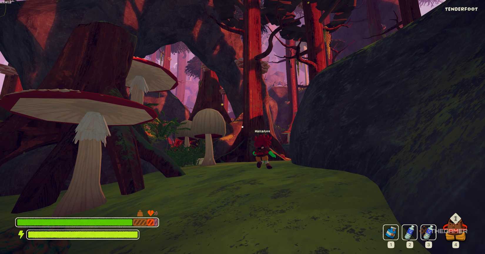 Roots the character of the biome walking in the Peak.