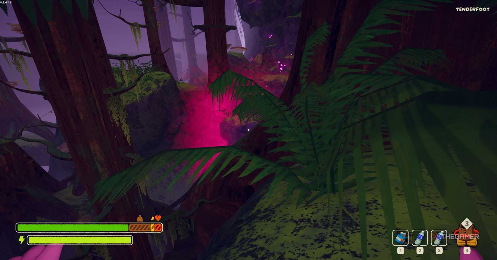 The pink smoke of the Roots biome is terrifying in Peak.