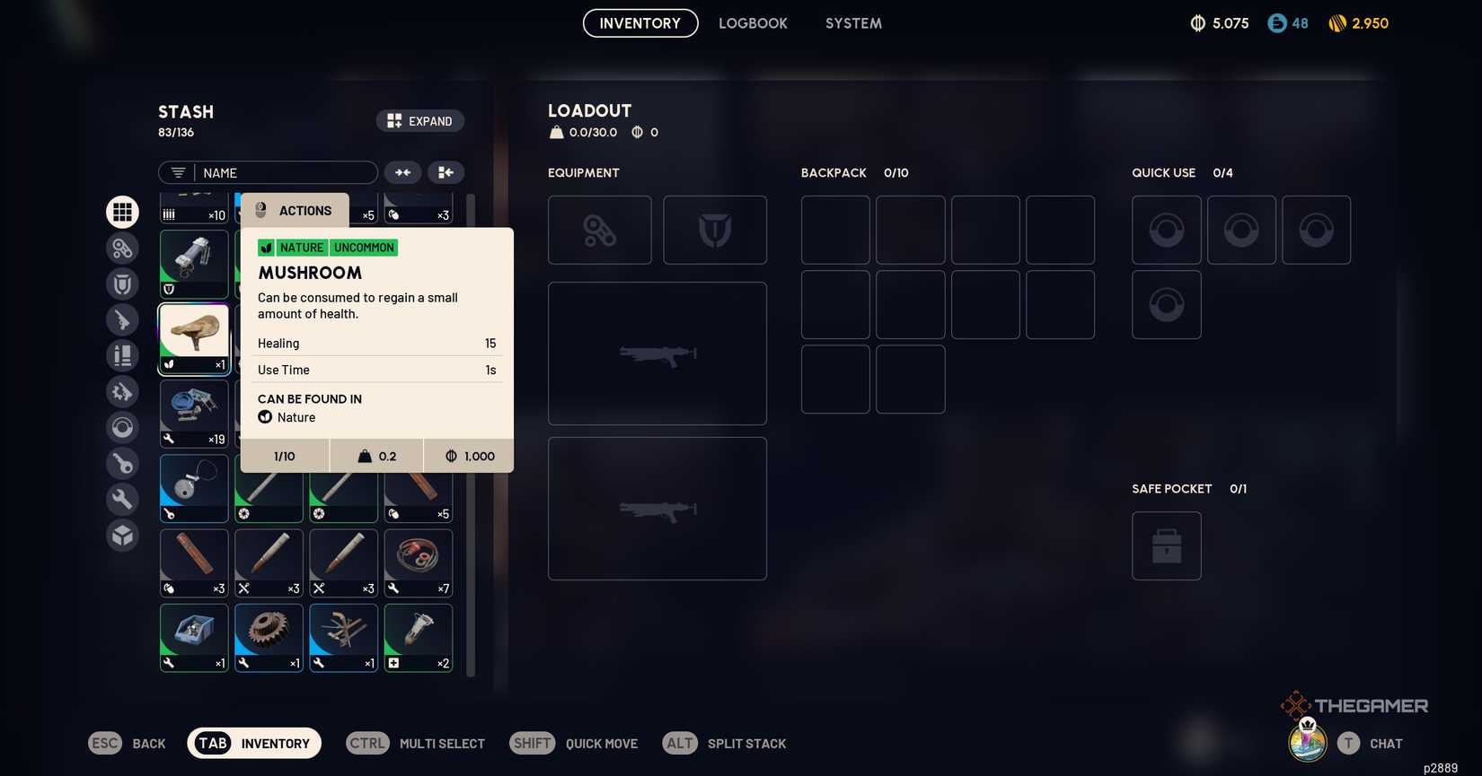 A mushroom in an inventory in Arc Raiders.