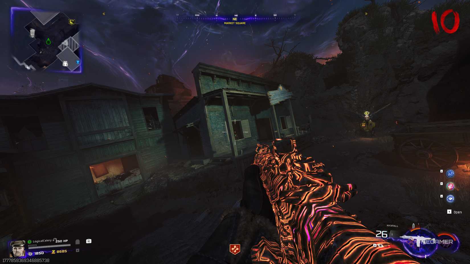 Black Ops 7 Zombies players look at the sheriff's building.