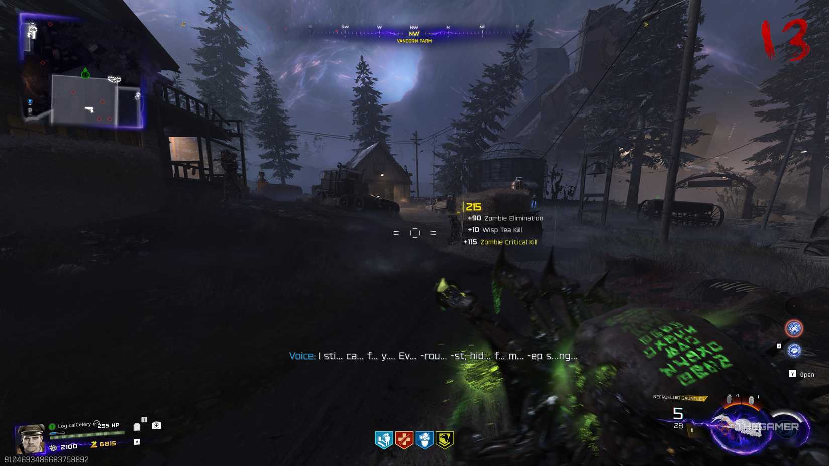 Black Ops 7 player holding the Necrofluid Gauntlet in the yard.