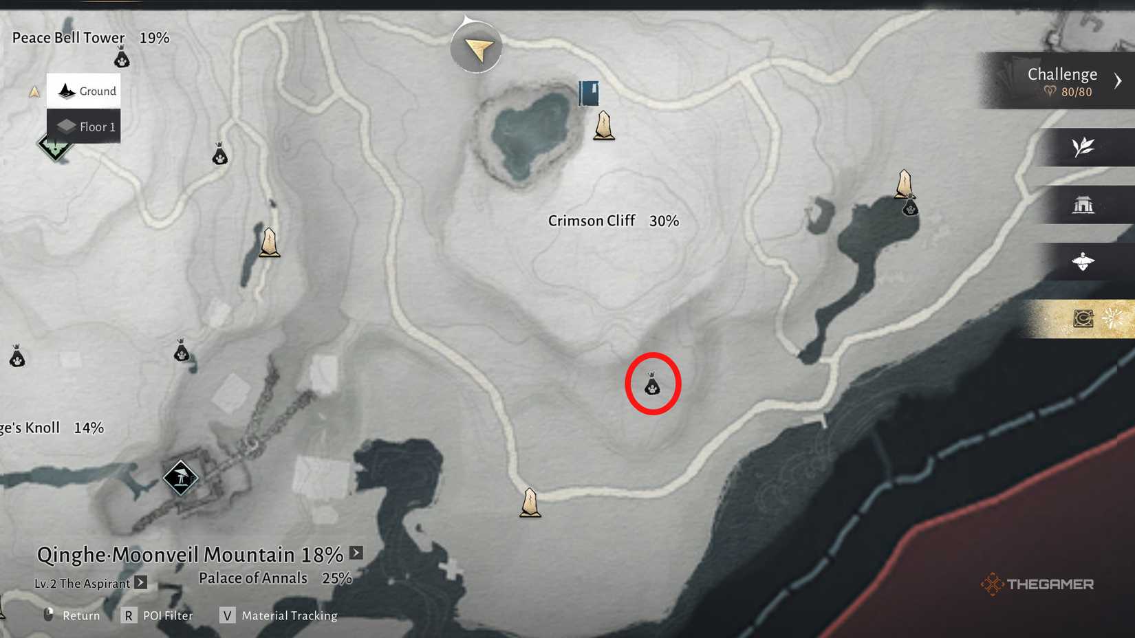 A cat hunting task near red cliffs in Where Winds Meet.