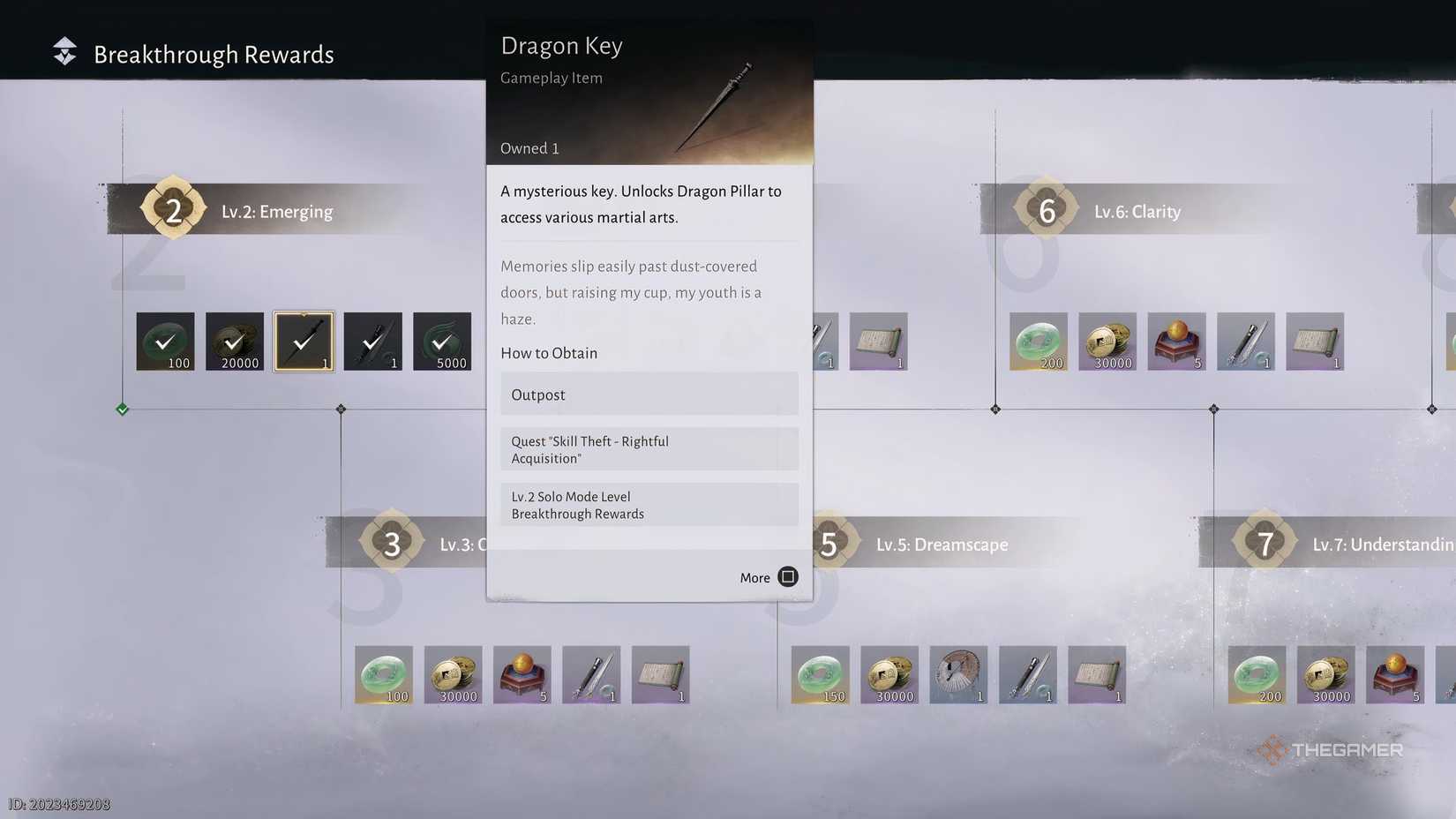 A dragon key with an item description in Where Winds Meet that explains how to get it.