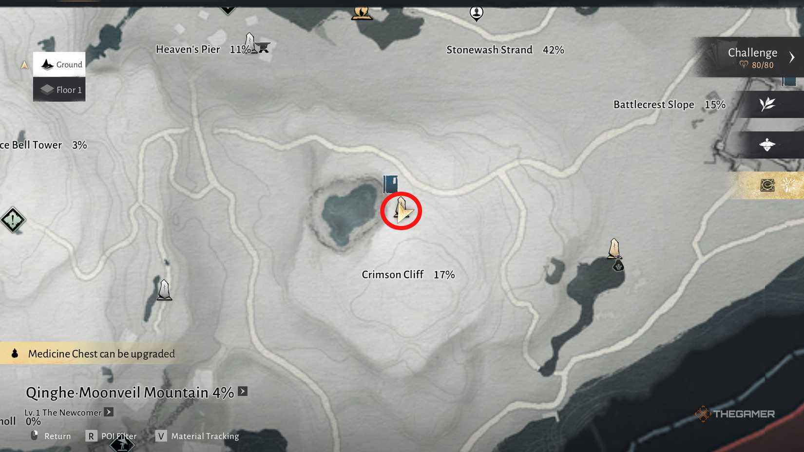 A meow-meow location near crimson cliffs in Where Winds Meet.