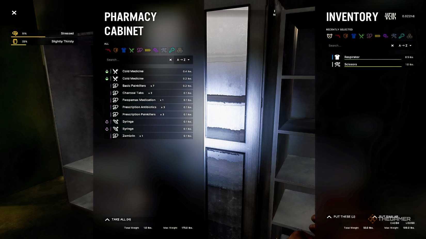 A pharmacy in the quarantine building in Vein with various medicines.